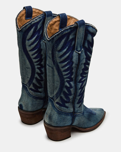 ALBANY Denim Fabric Pointed-Toe Women's Western Boot Steve Madden DENIM FABRIC