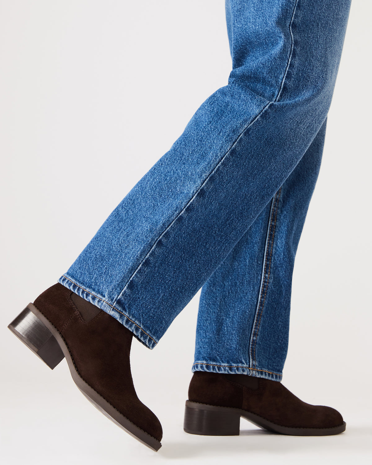 KAPLAN Brown Suede Chelsea Block Heel Women's Ankle Boot Steve Madden BROWN SUEDE