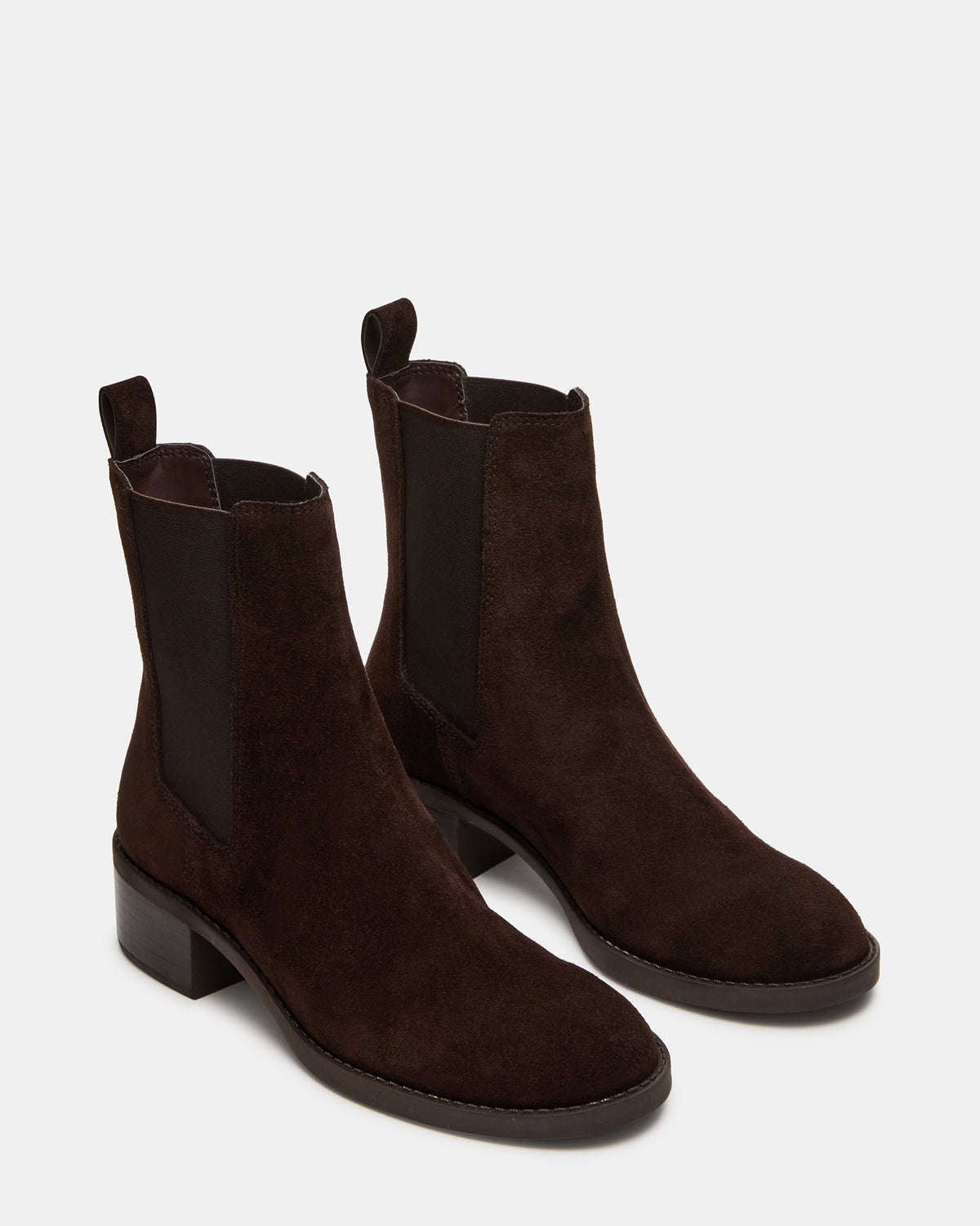 KAPLAN Brown Suede Chelsea Block Heel Women's Ankle Boot Steve Madden BROWN SUEDE