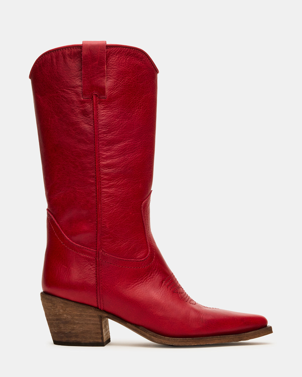 ALBANY Red Leather Pointed-Toe Women's Western Boot Steve Madden RED LEATHER