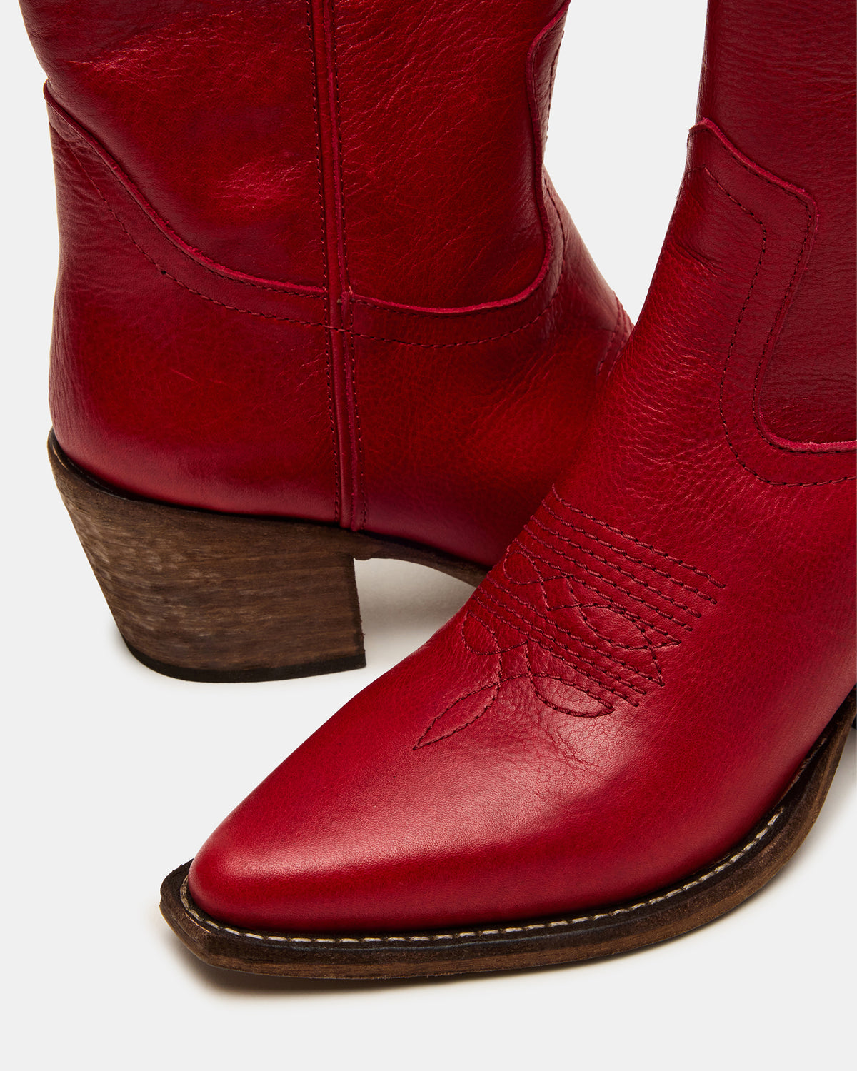ALBANY Red Leather Pointed-Toe Women's Western Boot Steve Madden RED LEATHER