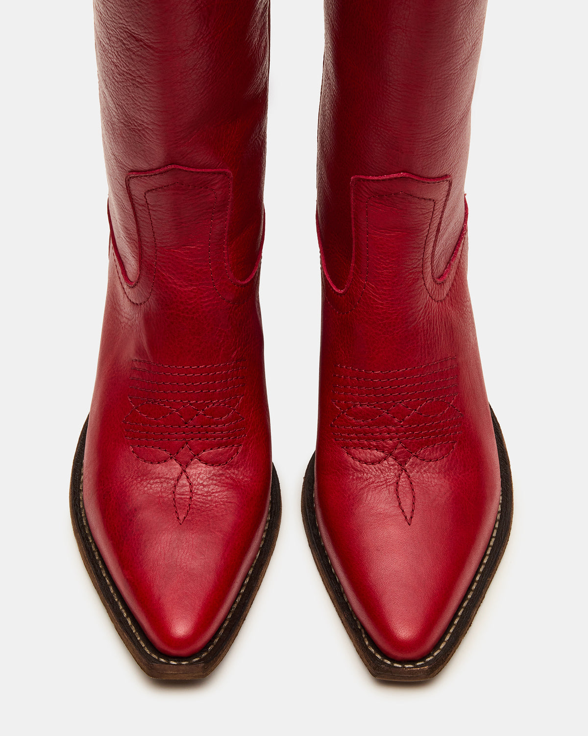 ALBANY Red Leather Pointed-Toe Women's Western Boot Steve Madden RED LEATHER