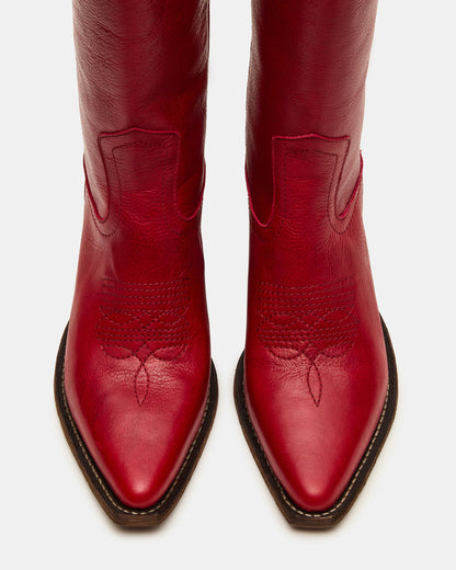 ALBANY Red Leather Pointed-Toe Women's Western Boot Steve Madden RED LEATHER