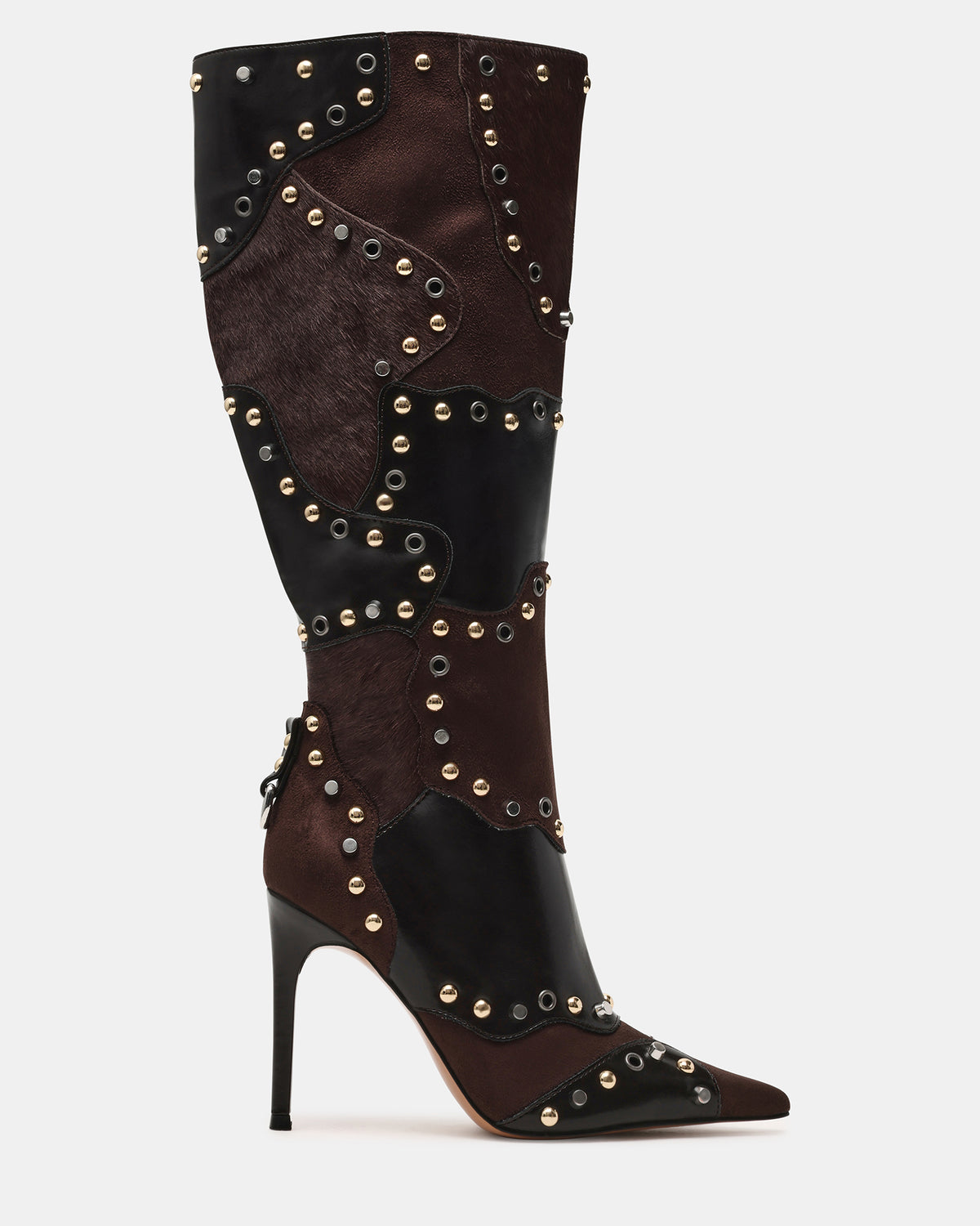 REVIVE Brown Multi Wide Calf Pointed-Toe Knee-High Stiletto Women's Boot Steve Madden BROWN MULTI