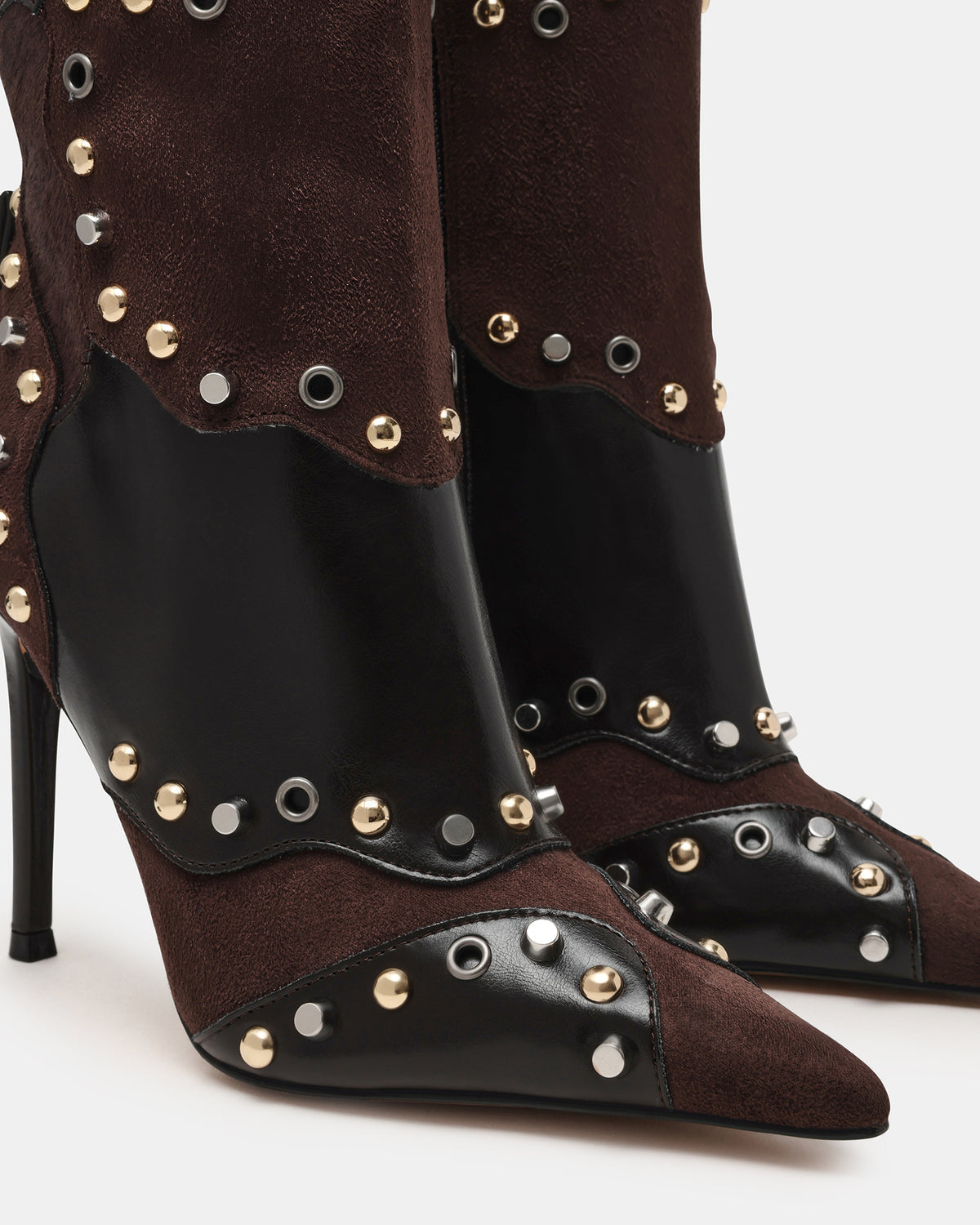 REVIVE Brown Multi Wide Calf Pointed-Toe Knee-High Stiletto Women's Boot Steve Madden BROWN MULTI