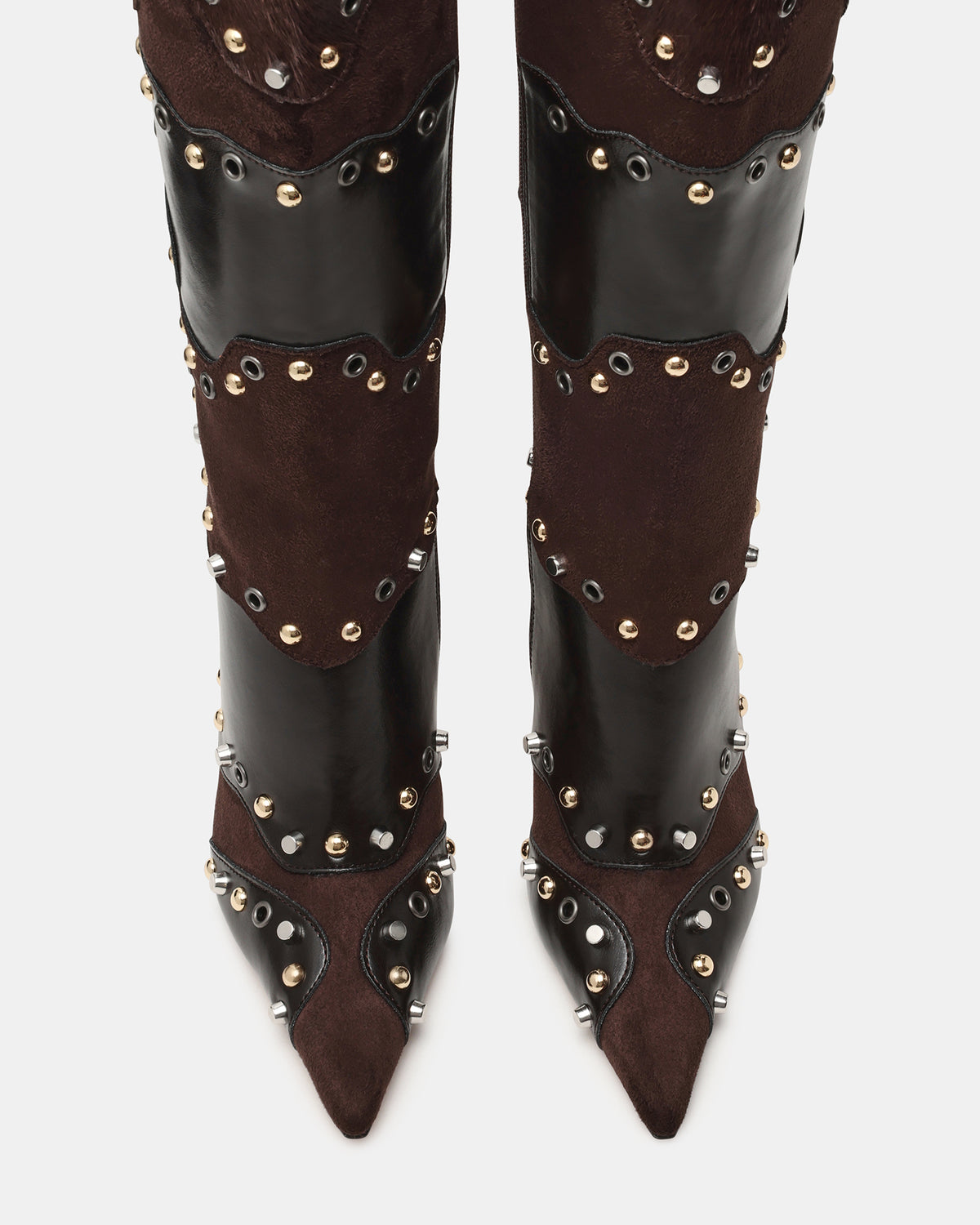 REVIVE Brown Multi Wide Calf Pointed-Toe Knee-High Stiletto Women's Boot Steve Madden BROWN MULTI