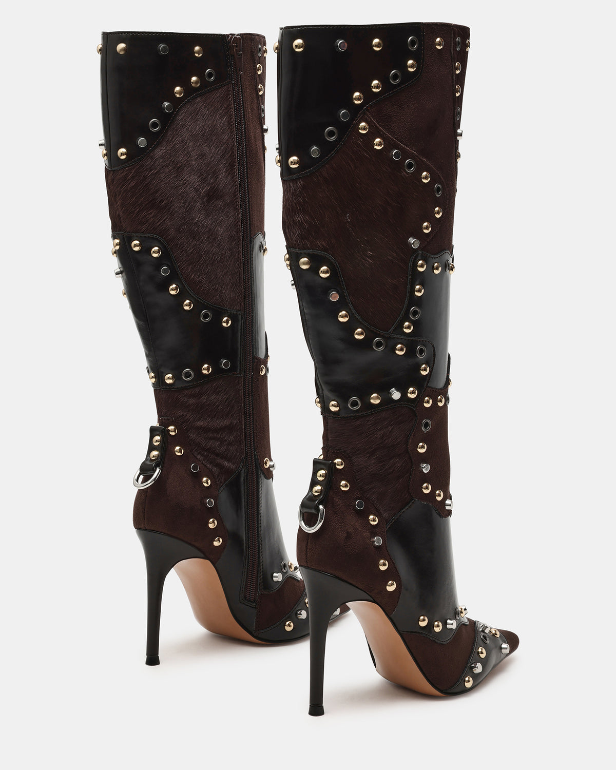 REVIVE Brown Multi Wide Calf Pointed-Toe Knee-High Stiletto Women's Boot Steve Madden BROWN MULTI