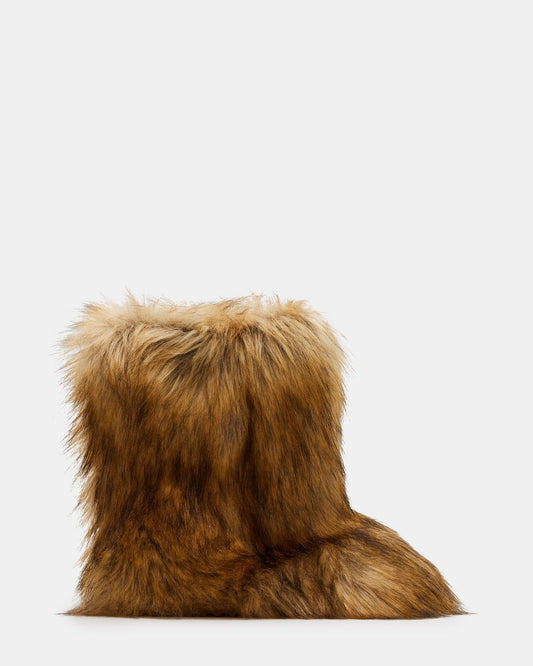 BEASTIE Tan Multi Women's Faux Fur Bootie Steve Madden TAN MULTI