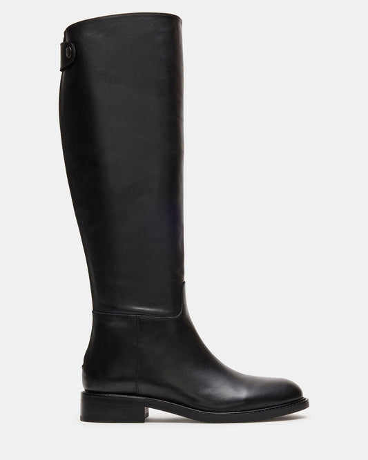 BEREN Black Leather Knee-High Women's Riding Boot Steve Madden BLACK LEATHER