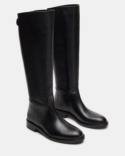 BEREN Black Leather Knee-High Women's Riding Boot Steve Madden BLACK LEATHER