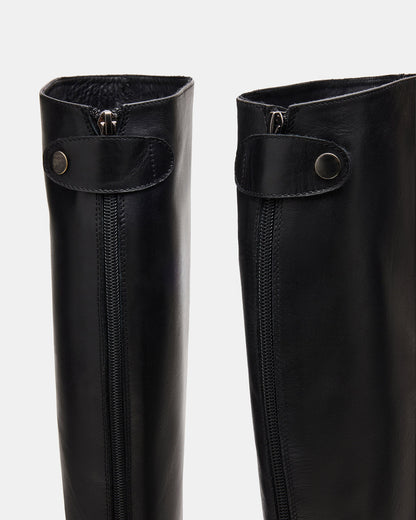 BEREN Black Leather Knee-High Women's Riding Boot Steve Madden BLACK LEATHER