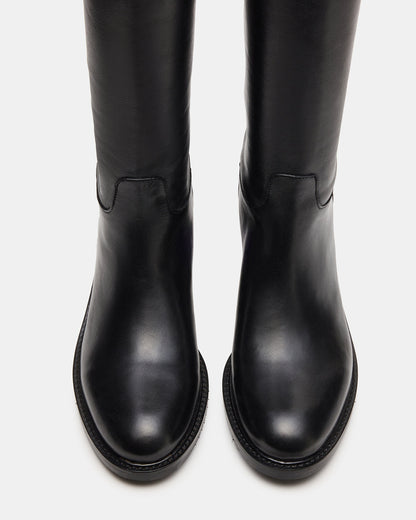 BEREN Black Leather Knee-High Women's Riding Boot Steve Madden BLACK LEATHER