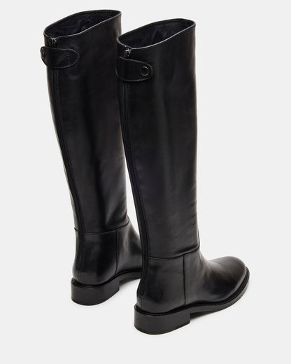 BEREN Black Leather Knee-High Women's Riding Boot Steve Madden BLACK LEATHER