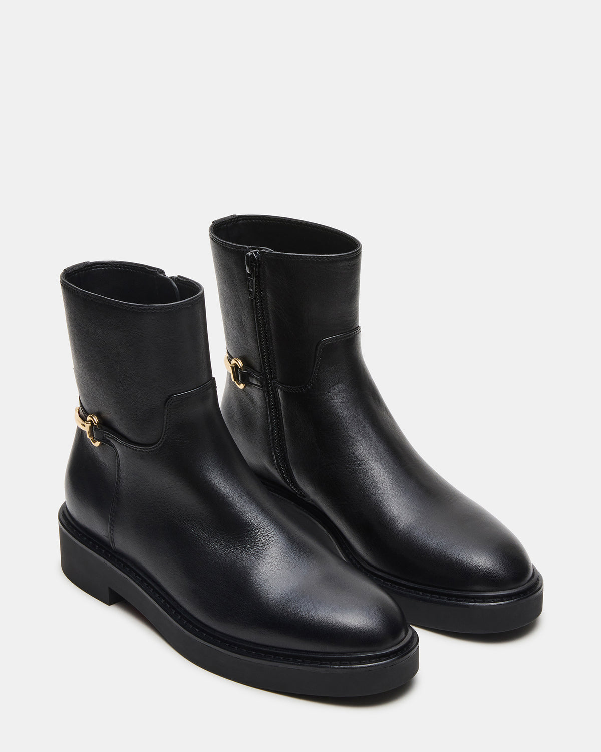DIABLO Black Leather Women's Ankle Boot Steve Madden BLACK LEATHER