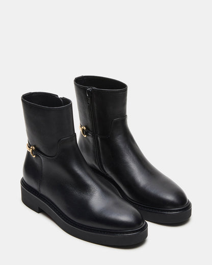 DIABLO Black Leather Women's Ankle Boot Steve Madden BLACK LEATHER