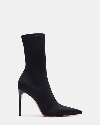MIDNITE Black Pointed-Toe Stiletto Heel Sock Women's Ankle Boot Steve Madden BLACK