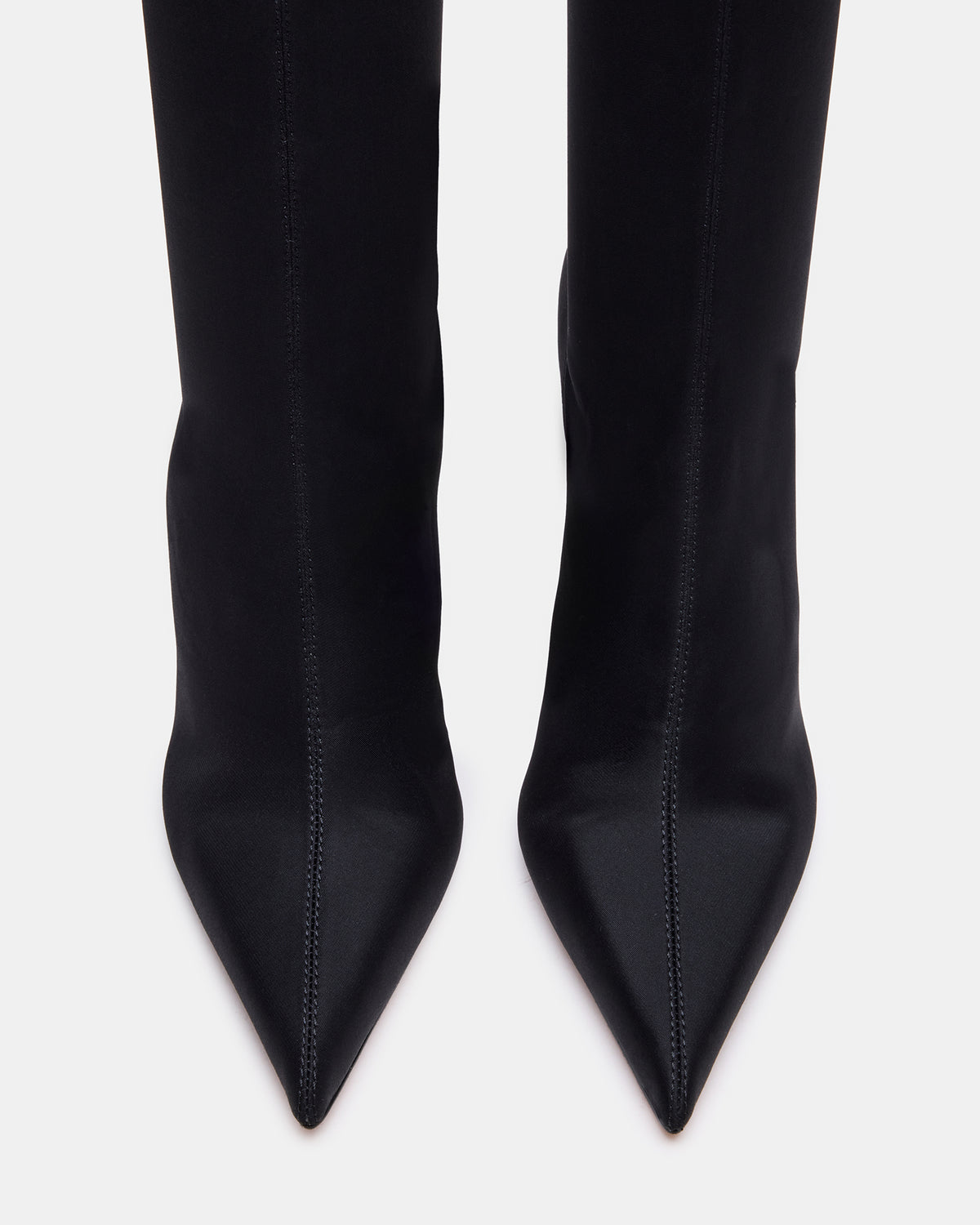 MIDNITE Black Pointed-Toe Stiletto Heel Sock Women's Ankle Boot Steve Madden BLACK