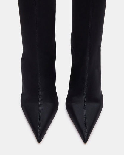 MIDNITE Black Pointed-Toe Stiletto Heel Sock Women's Ankle Boot Steve Madden BLACK