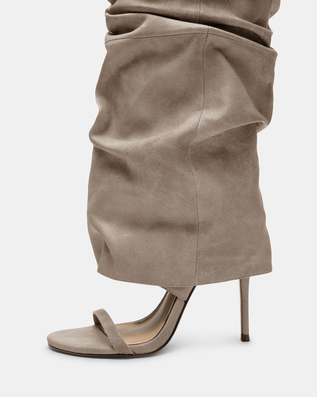 RAVINE Grey Distressed Women's Knee-High Cuffed Stiletto Heel Boot Steve Madden GREY DISTR