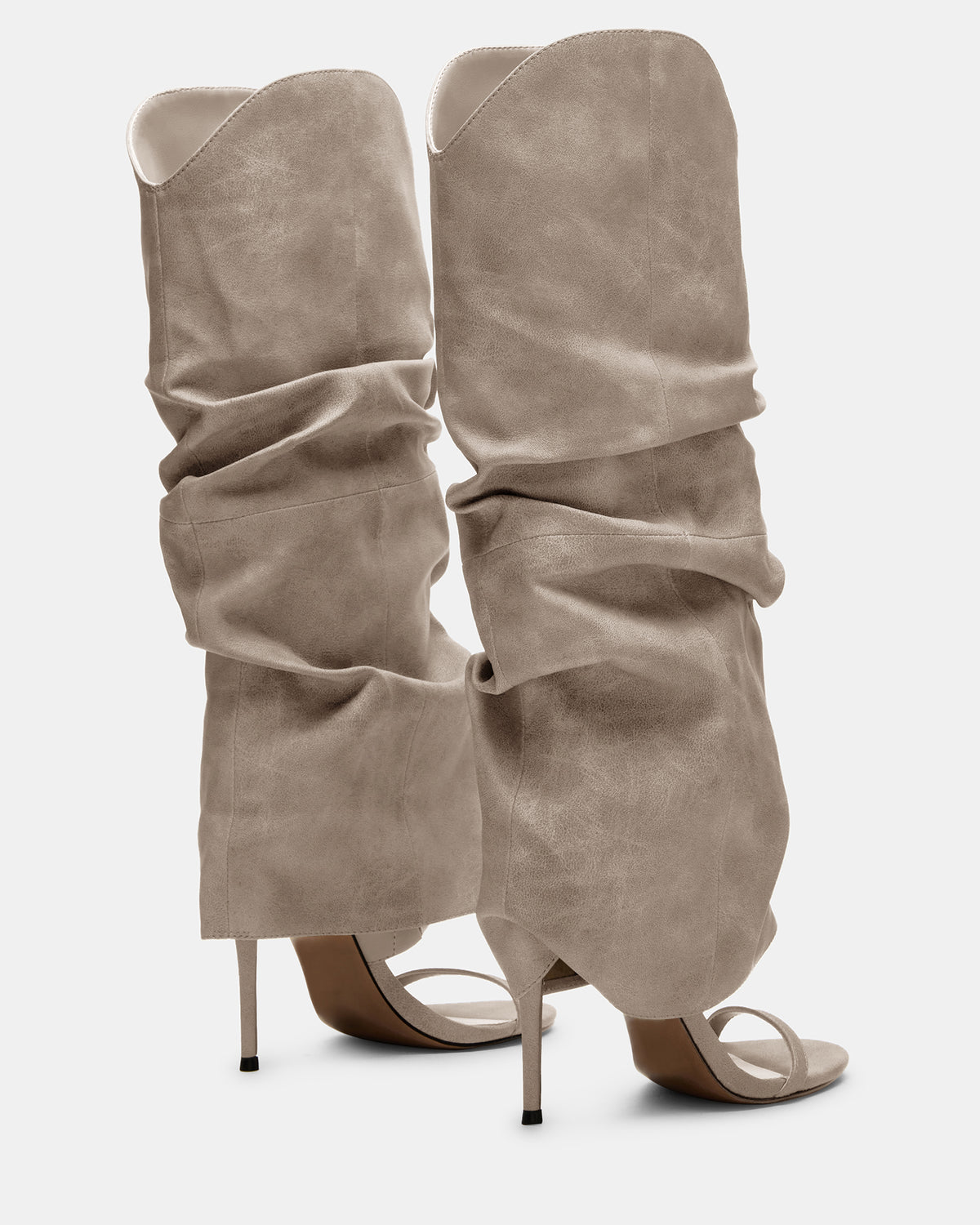 RAVINE Grey Distressed Women's Knee-High Cuffed Stiletto Heel Boot Steve Madden GREY DISTR
