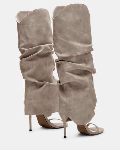 RAVINE Grey Distressed Women's Knee-High Cuffed Stiletto Heel Boot Steve Madden GREY DISTR