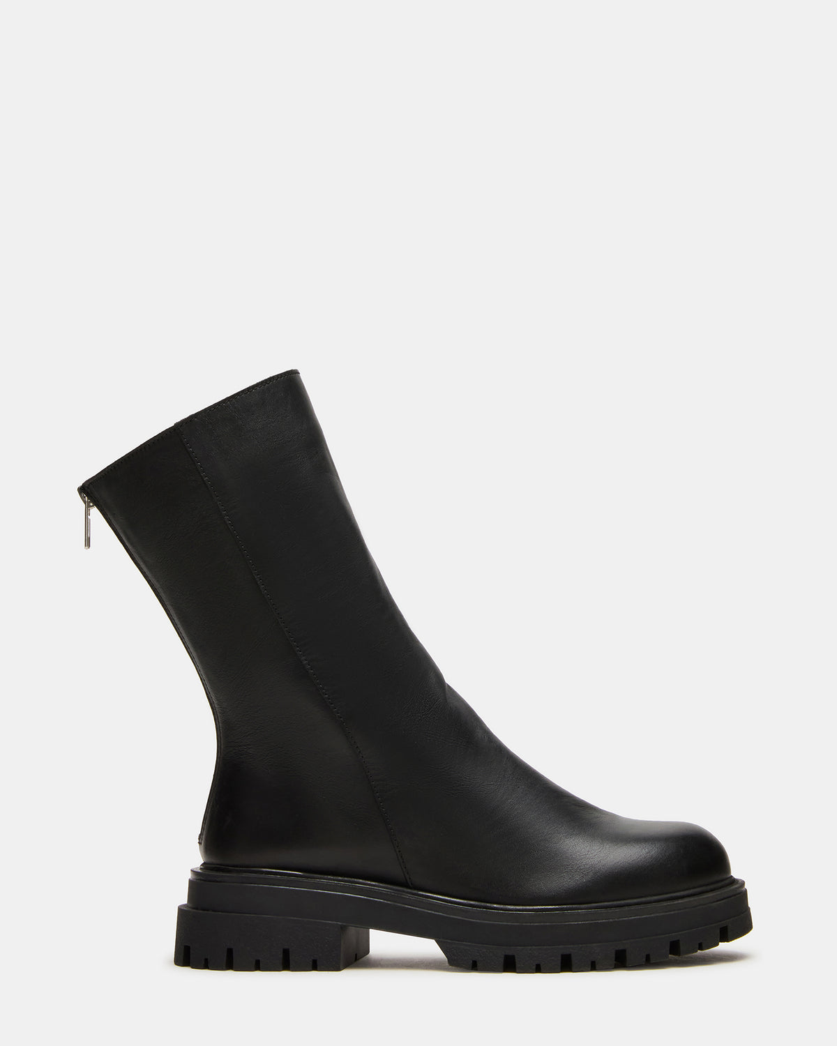 LAMI Black Leather Lug Sole Women's Ankle Boot Steve Madden BLACK LEATHER
