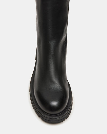 LAMI Black Leather Lug Sole Women's Ankle Boot Steve Madden BLACK LEATHER