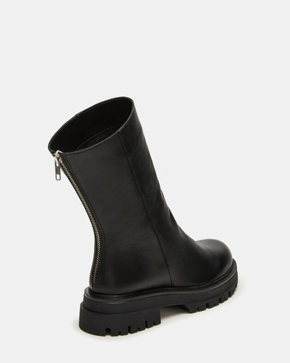LAMI Black Leather Lug Sole Women's Ankle Boot Steve Madden BLACK LEATHER
