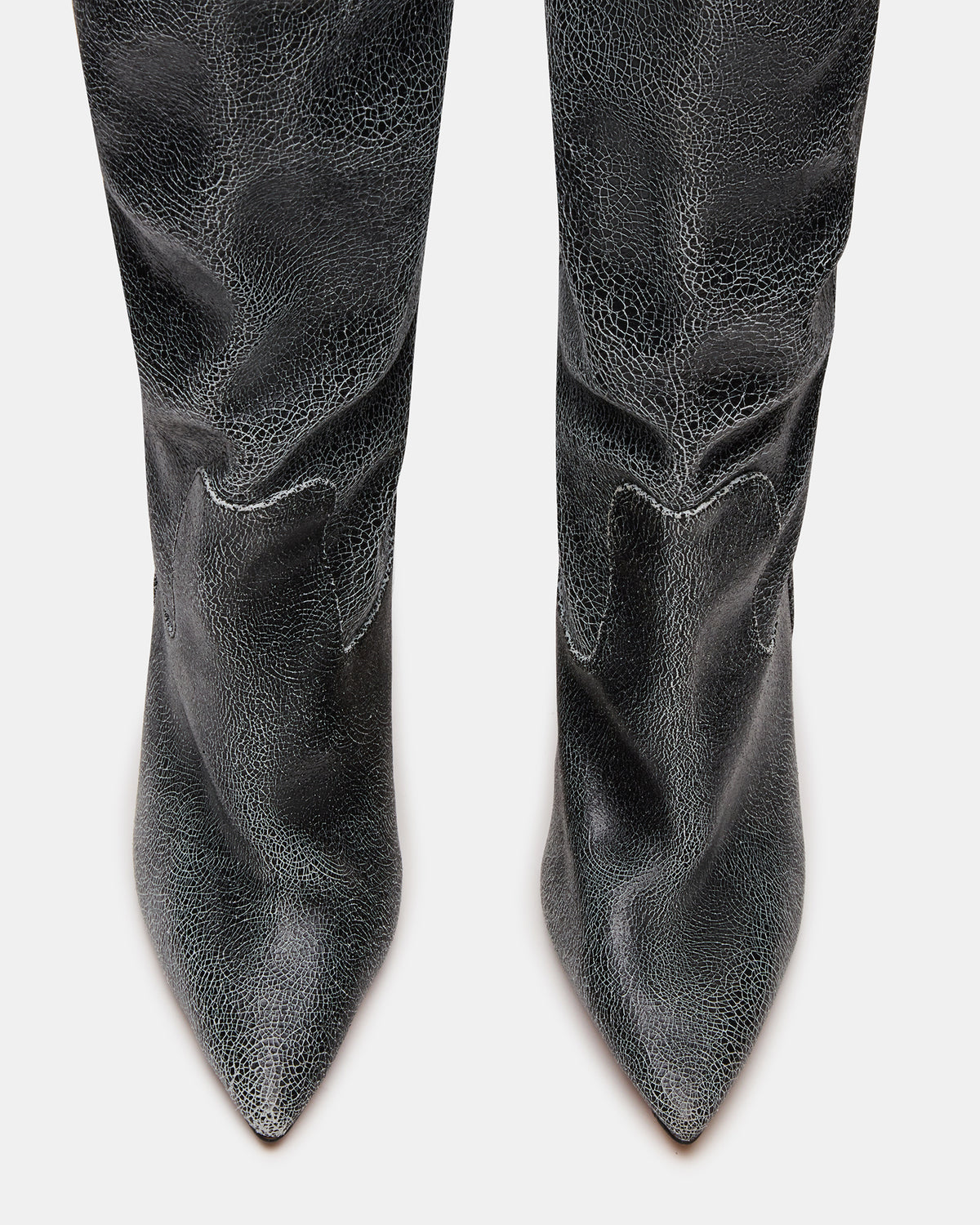 BADDIE Black Distressed Over-The-Knee Moto Women's Boot Steve Madden BLK DISTRS