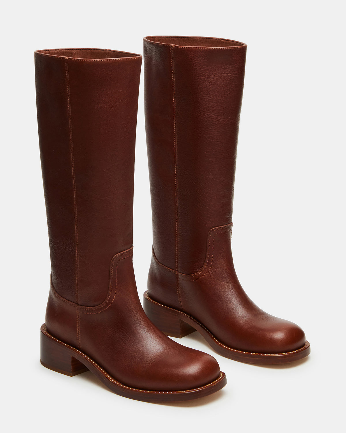 RIGGS Rust Leather Wide Calf Square-Toe Women's Boot Steve Madden RUST LEATHER