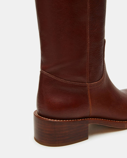 RIGGS Rust Leather Wide Calf Square-Toe Women's Boot Steve Madden RUST LEATHER