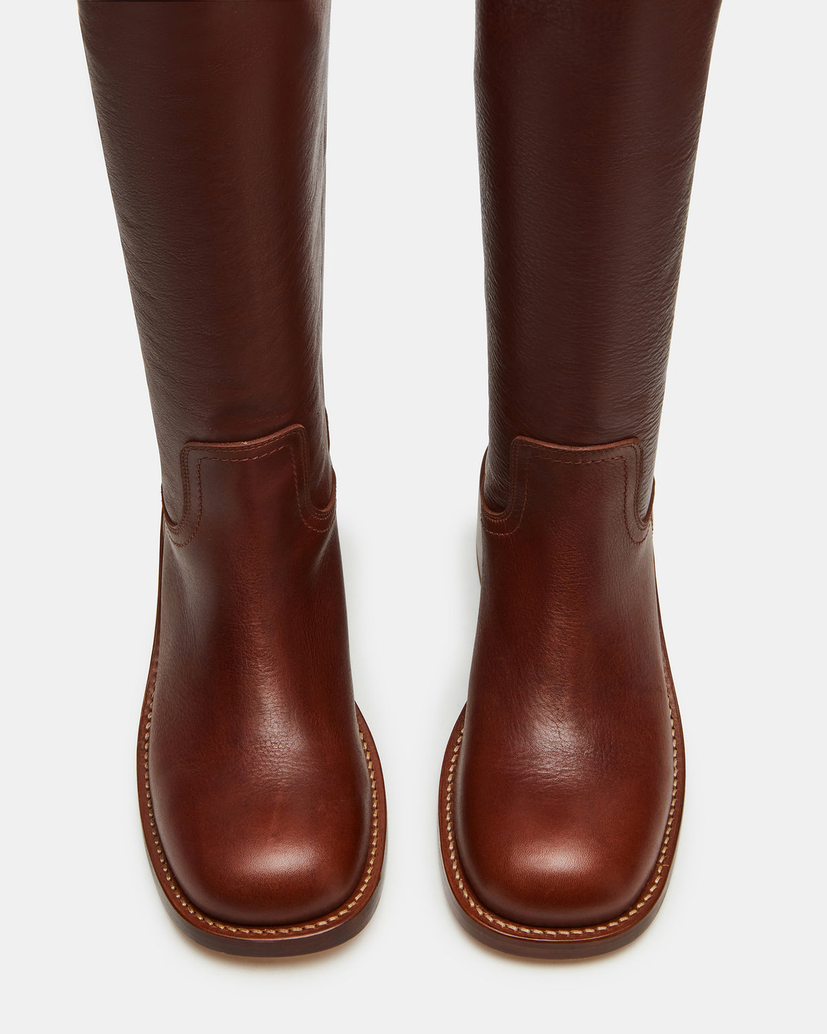 RIGGS Rust Leather Wide Calf Square-Toe Women's Boot Steve Madden RUST LEATHER