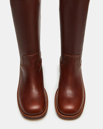 RIGGS Rust Leather Wide Calf Square-Toe Women's Boot Steve Madden RUST LEATHER