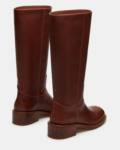 RIGGS Rust Leather Wide Calf Square-Toe Women's Boot Steve Madden RUST LEATHER
