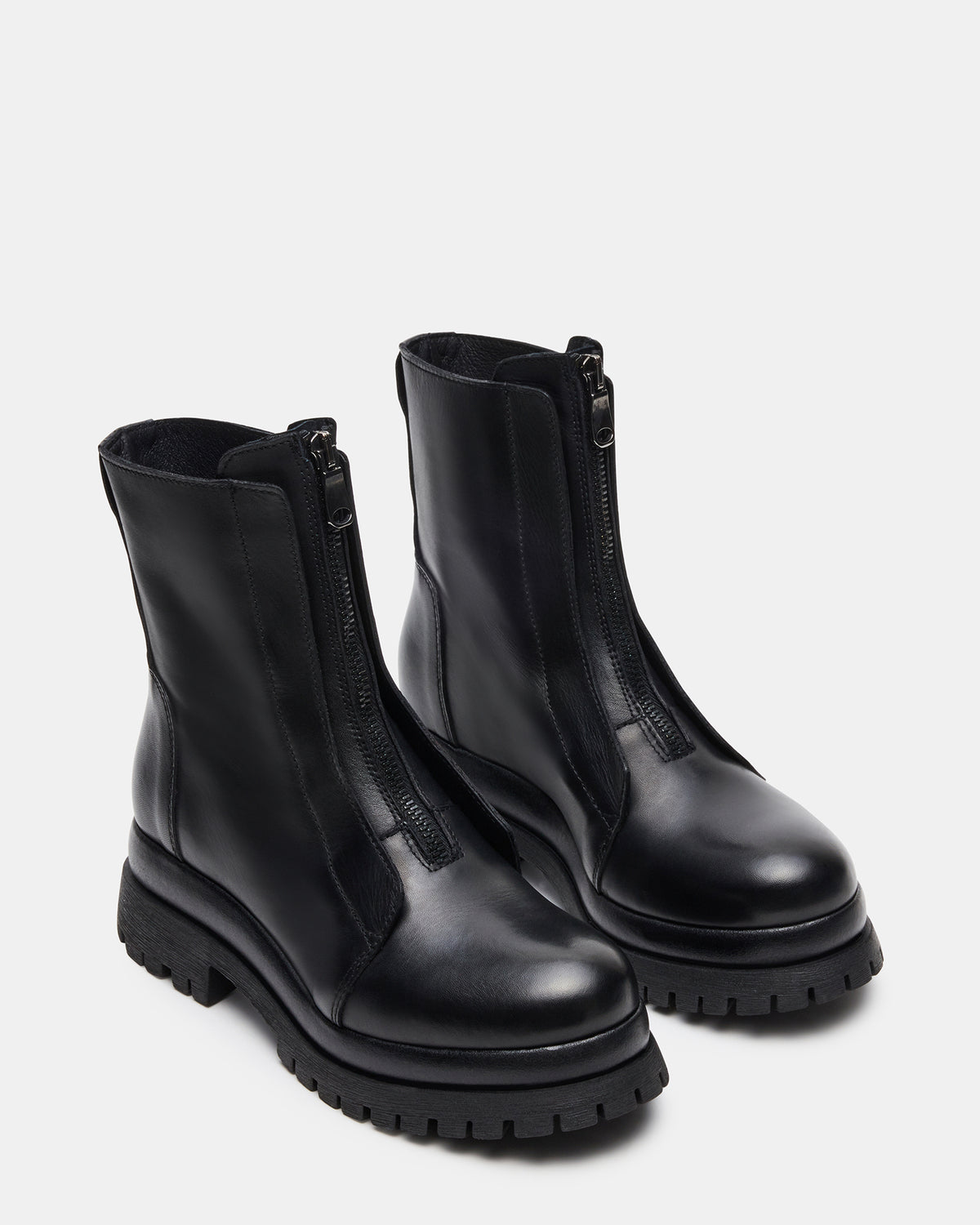MILTON Black Leather Moto Women's Ankle Boot Steve Madden BLACK LEATHER