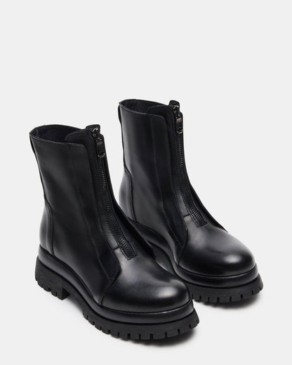 MILTON Black Leather Moto Women's Ankle Boot Steve Madden BLACK LEATHER