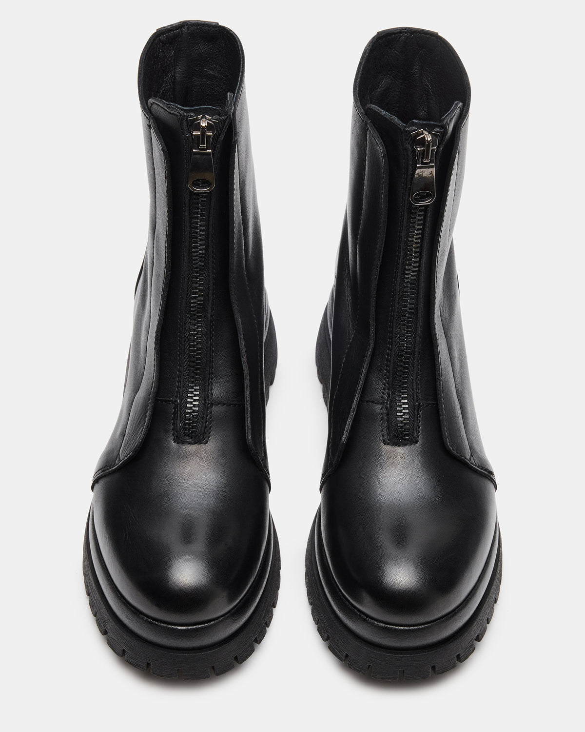 MILTON Black Leather Moto Women's Ankle Boot Steve Madden BLACK LEATHER