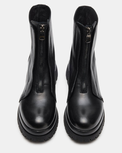 MILTON Black Leather Moto Women's Ankle Boot Steve Madden BLACK LEATHER