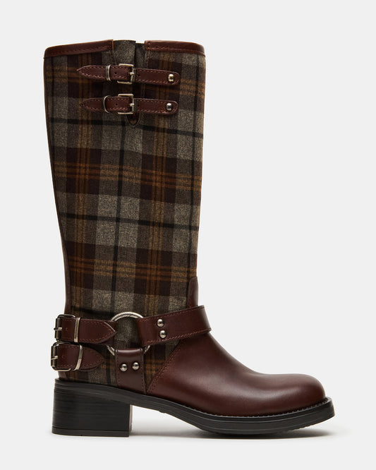 ASTOR Flannel Brown Multi Knee-High Women's Boot Steve Madden BROWN MULTI