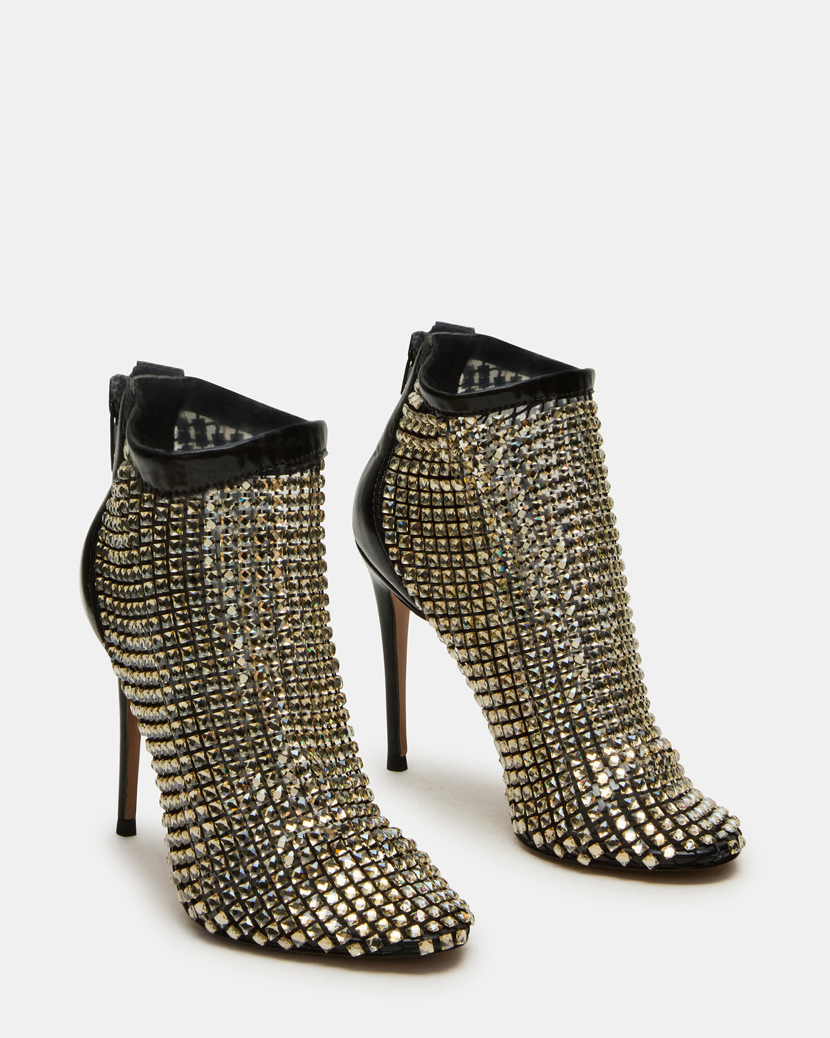 DANCIN Gold Multi Stiletto Heeled Mesh Rhinestone Women's Ankle Boot Steve Madden GOLD MULTI