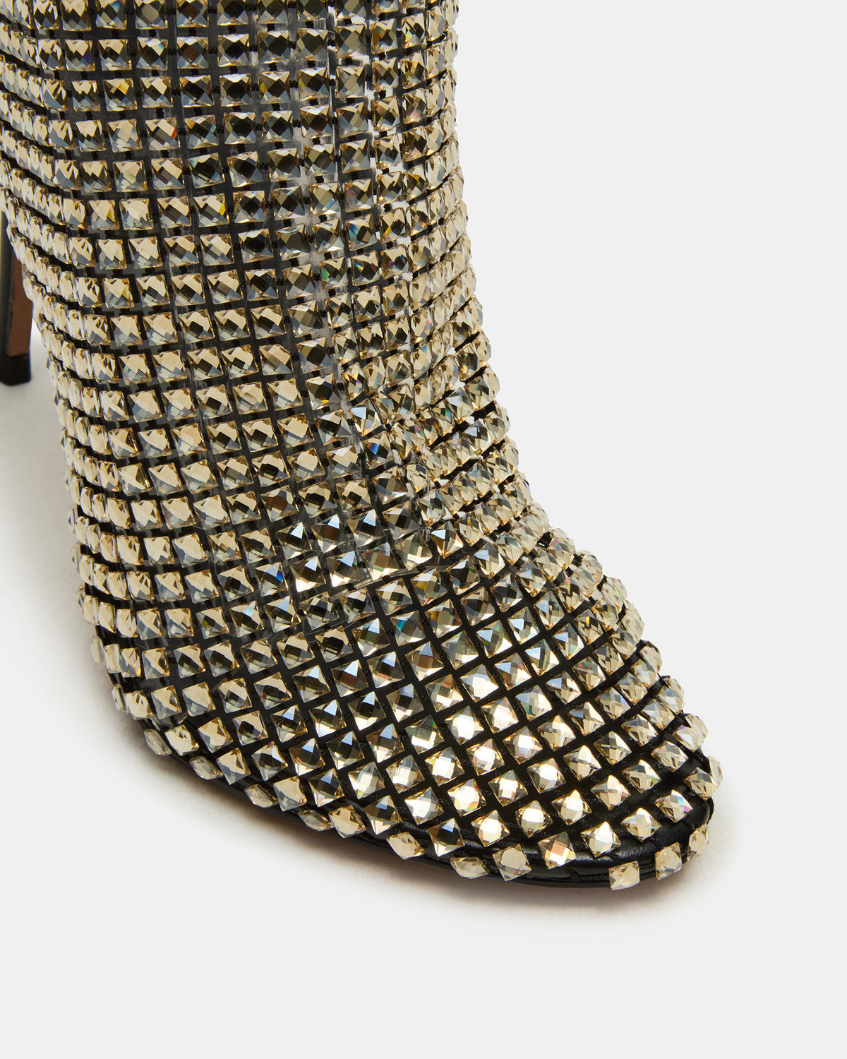 DANCIN Gold Multi Stiletto Heeled Mesh Rhinestone Women's Ankle Boot Steve Madden GOLD MULTI