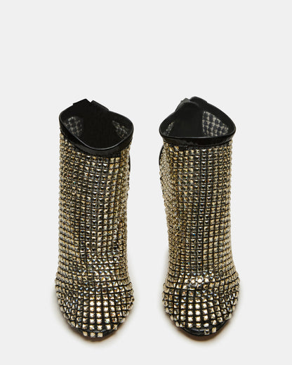DANCIN Gold Multi Stiletto Heeled Mesh Rhinestone Women's Ankle Boot Steve Madden GOLD MULTI