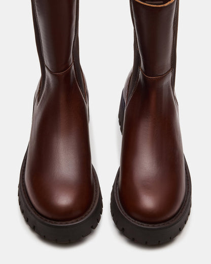 LOWA Brown Leather Lug Chelsea Platform Women's Ankle Boot Steve Madden BROWN LEATHER