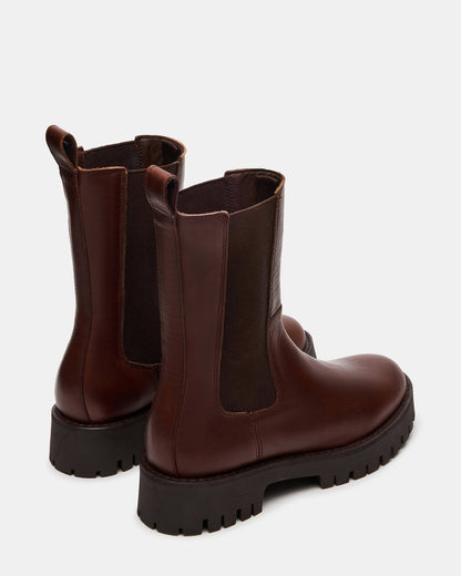 LOWA Brown Leather Lug Chelsea Platform Women's Ankle Boot Steve Madden BROWN LEATHER