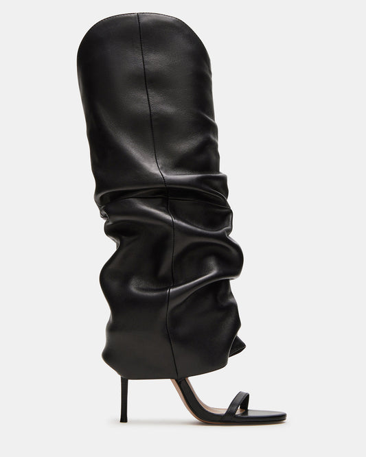 RAVINE Black Knee-High Cuffed Stiletto Heel Women's Boot Steve Madden BLACK