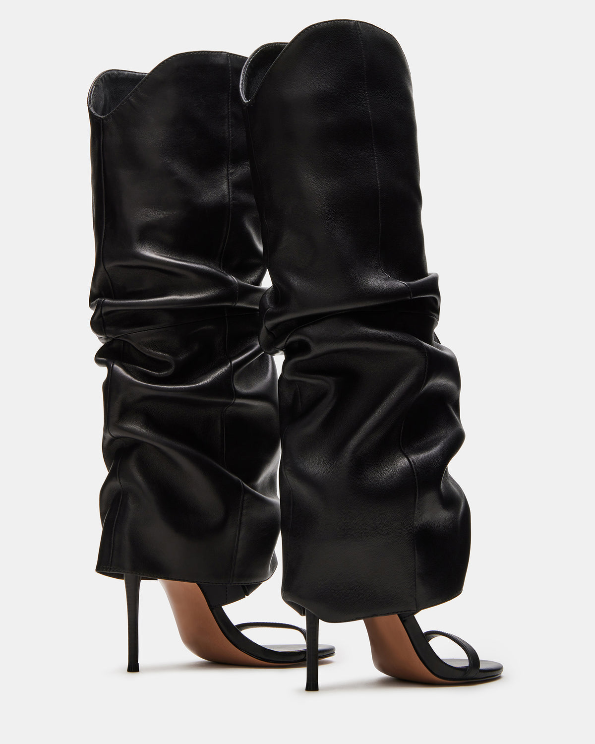 RAVINE Black Knee-High Cuffed Stiletto Heel Women's Boot Steve Madden BLACK