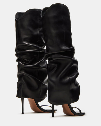 RAVINE Black Knee-High Cuffed Stiletto Heel Women's Boot Steve Madden BLACK