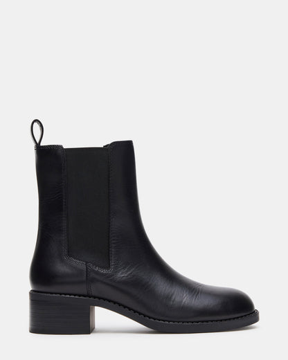 KAPLAN Black Leather Chelsea Block Heel Women's Ankle Boot Steve Madden BLACK LEATHER