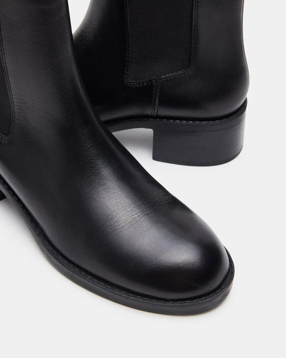 KAPLAN Black Leather Chelsea Block Heel Women's Ankle Boot Steve Madden BLACK LEATHER