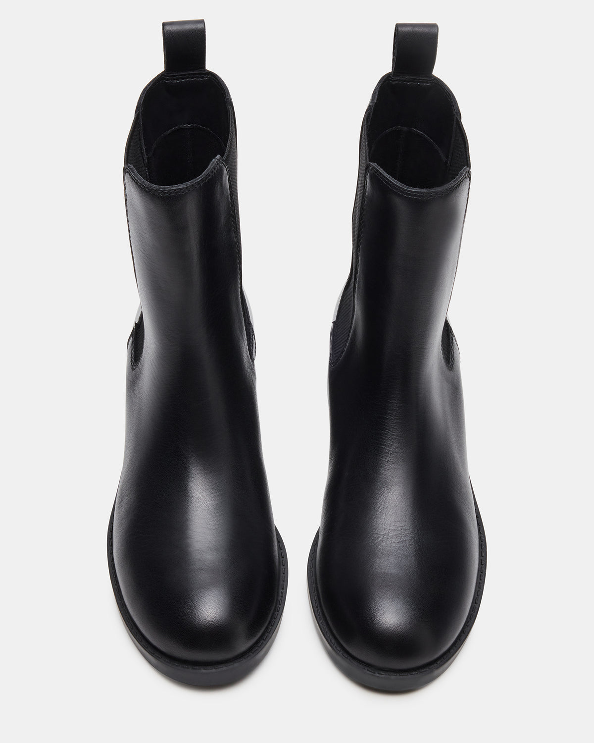 KAPLAN Black Leather Chelsea Block Heel Women's Ankle Boot Steve Madden BLACK LEATHER